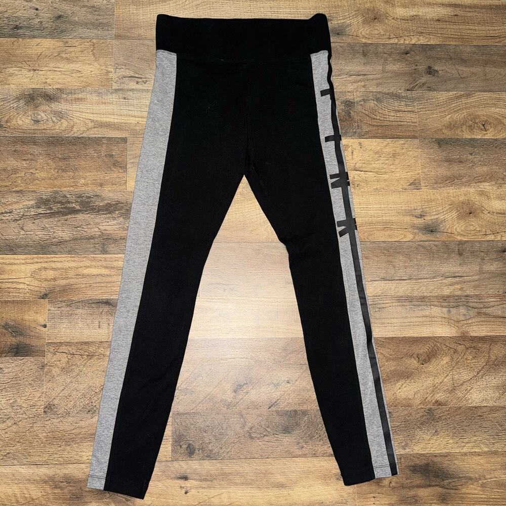 Victoria's Secret Black Yoga Pants Black/Gray Stripe Size Small
